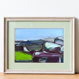 Art texturé épais paysage texturé abstrait empâtement peinture à l'huile originale art mural photo carton paysage vert Californie