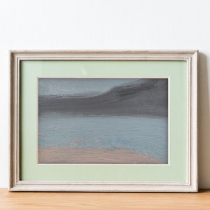 Pintura a óleo da costa do oceano Pintura original Paisagem marinha abstrata Minimalista Arte original Paisagem marinha cinza Costa da Califórnia Pintura a óleo original