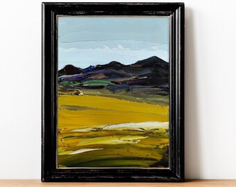 Arizona Painting Original Painting On Cardboard USA Landscape Rustic Farmhouse Scenery View Small Texas Scenery Artwork Painting