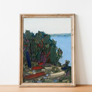 アカディア国立公園の油絵：抽象風景画（5.9x7.8インチ）