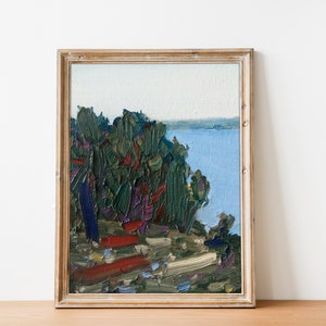 Parque Nacional Acadia, pintura al óleo sobre cartón, América del Norte, abstracto, Montañas Rocosas, Montana, paisaje abstracto, arte mural moderno, minimalista