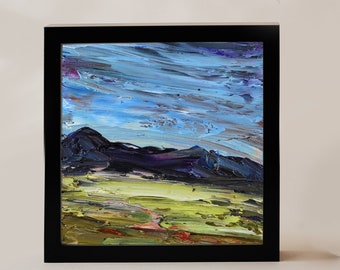 Yosemite Painting Blue Ridge Mountains 6x6 Small Artwork Texas Painting Landscape Original Art Oil Abstract Square Modern Textured