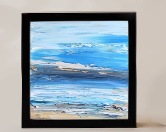 Beach Painting California Blue Landscape Original Seascape Light Blue Sea Leo Carrillo State Beach El Matador Beach Art