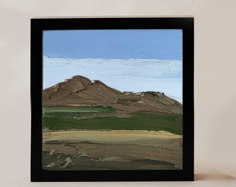 Semi Abstract Art Texas Painting Landscape Forest Mount 6x6 inches America Rocky Mountains Lake County USA Colorado Scenery Small Original