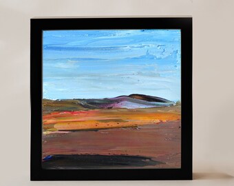 Cheap Original Art 6x6 Texas Original Painting Brown Blue Art Original Oil Painting Calm Arizona Wall Art Countryhouse Small Square