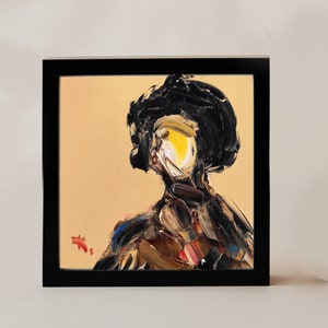 Arte facial abstracto Arte afroamericano Mujer negra Reina nubia Arte contemporáneo amarillo Bellas artes modernas Retrato Decoración de habitación cuadrada pequeña