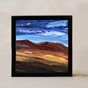 Pintura a óleo Yosemite, arte abstrata, paisagem, céu bonito, colorido, brilhante, pintura a óleo, tela, arte moderna, espátula, textura