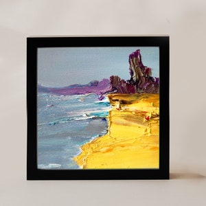 Pintura a óleo de Acádia, arte original, paisagem da Califórnia, arte contemporânea, pintura a óleo texturizada em impasto sobre papelão, EUA, paisagem aquática