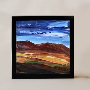 Yosemite Oil Painting: Abstract Landscape Art, Palette Knife Texture (5.9x5.9 in)