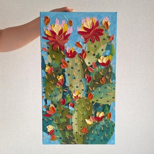 Cactus Art Canvas Cacti Prickly Pear Abstract Art Succulent Original Art Texas Painting Cactus Plant Western Botanical Nevada Saguaro Cactus
