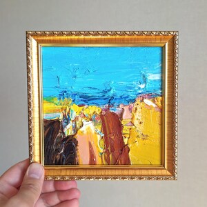 Neo Deco Abstract Art: Gold Textured Oil Painting, Modern Minimalist Statement, Framed Gallery Piece