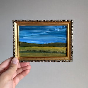 Stürmische abstrakte Landschaft, Ödland Original Ölgemälde, 6x4 Wandkunst, Texas Blick auf die Berge, moderne Kunst, Naturabend, gerahmtes Gemälde