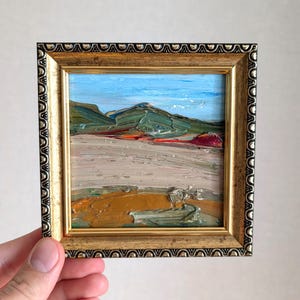 Pequena pintura a óleo, pintura de paisagem do Texas, arte 4x4, paisagem do sudoeste, arte do Arizona, pequena pintura de campo, vista da natureza do campo