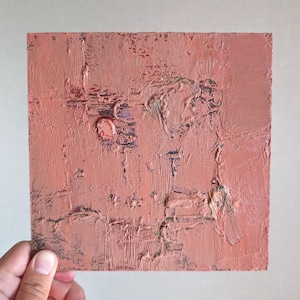 Pintura texturizada, marrom, vermelha, quadrada, abstrata, arte, pintura a óleo, 8x8, texturizada, quente, arte de parede, textura interessante, decoração de parede, arte contemporânea