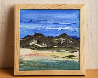 Small Art Gift Original Oil Painting Landscape Mountains Painting Vermont Art Mini Nature Landscape Small 4x4 Original Art Miniature Scenery