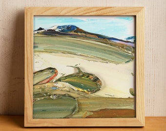 Impasto Painting Small 4x4 Painting Textured Original Oil Painting Imasto Green Hills USA Landscape Vermont Painting Abstract Tiny Square