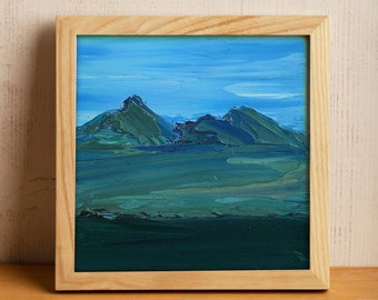 Cheap Original Art Small 4x4 inch Square Oil Painting On Cardboard Original Piece Tiny Miniature Wall Art Green Landscape Plein Air Scenery