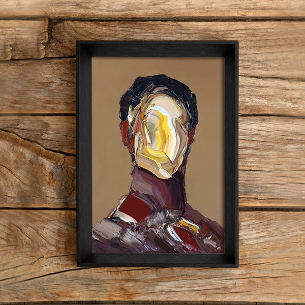 Peinture à l'huile originale de portrait d'homme sans oeuvre d'art de visage Peinture abstraite surréaliste abstraite déconstruite