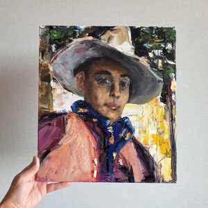 Original Cowboy Ölgemälde: Western Ranch Art, Texas Dekor (15.7x11.8)