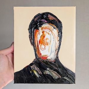 Abstract Person Painting Black Beige Portrait Mna Original Painting Art Oil On Canvas Artwork Surreal Male Abstract Painting Deconstructed