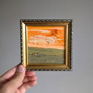 4x4 Amarelo Abstrato Arte Colorido Impasto Arte de Parede Texturizado Descida Sedona Arizona Paisagem Pintura a Óleo Original Decoração de Papelão Deserto