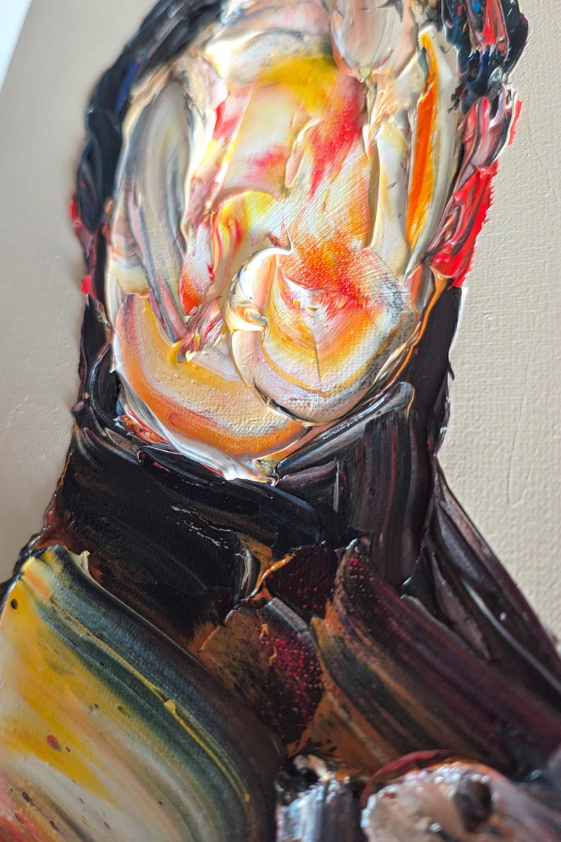 12x8 Man Portrait Original Oil Painting No Face Artwork Abstract