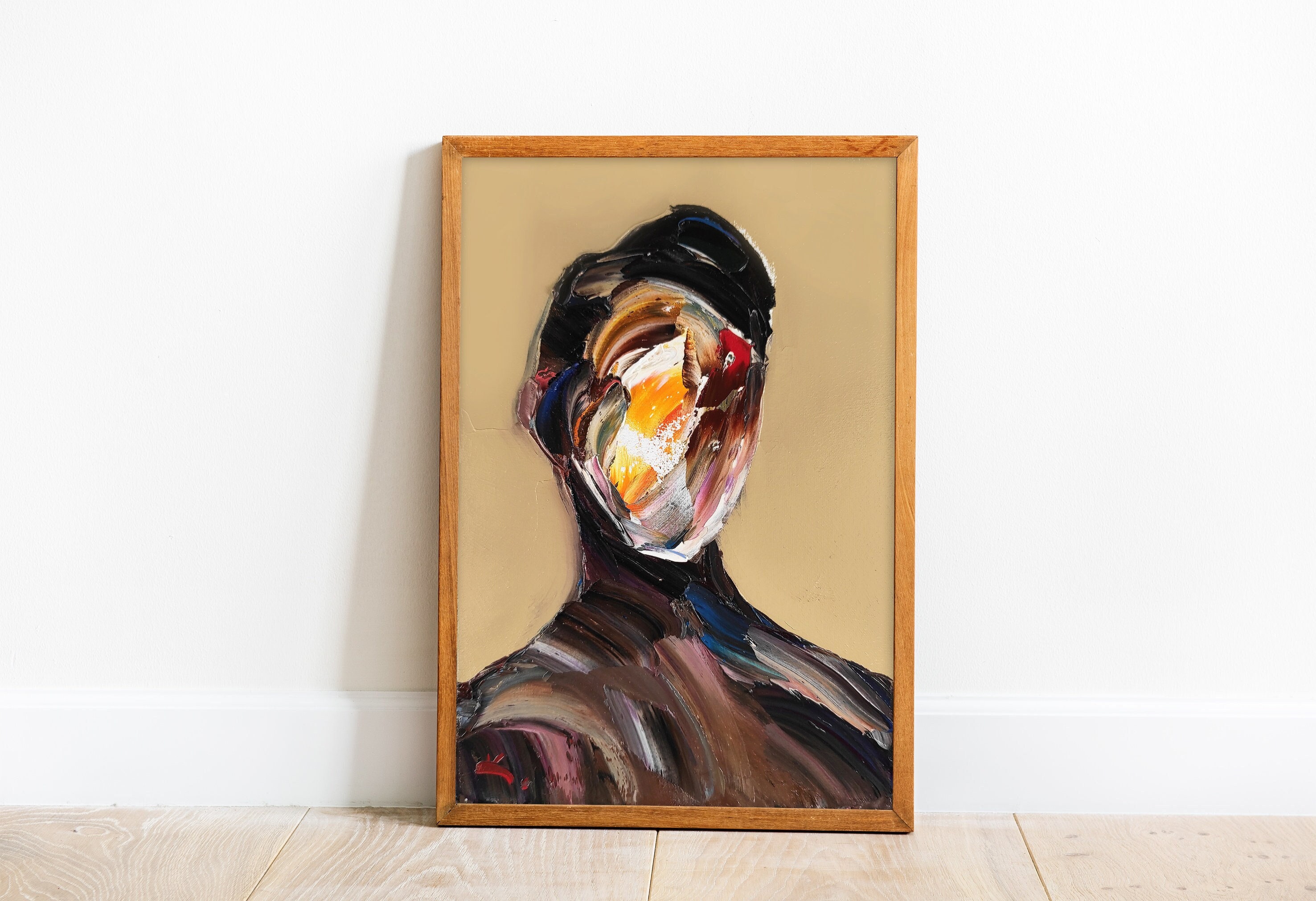 Peinture À L'huile Abstraite Du Visage D'un Homme. Illustration