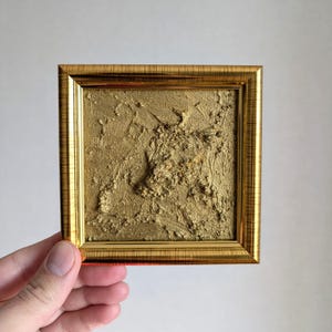 Framed Abstract Oil Painting Gold Painting, 4x4 Golden Wall Art Small Abstract Gold Original Painting Art Deco Wall Decor Modern Art Frame