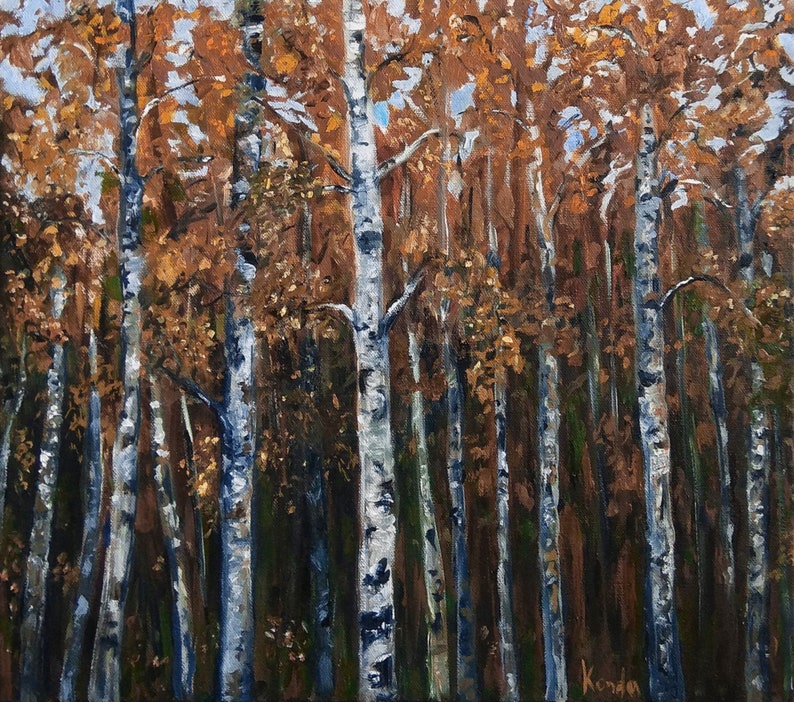 Kansas Forest Oil Painting on Canvas USA Painting Original Fall Forest Painting Fall Landscape