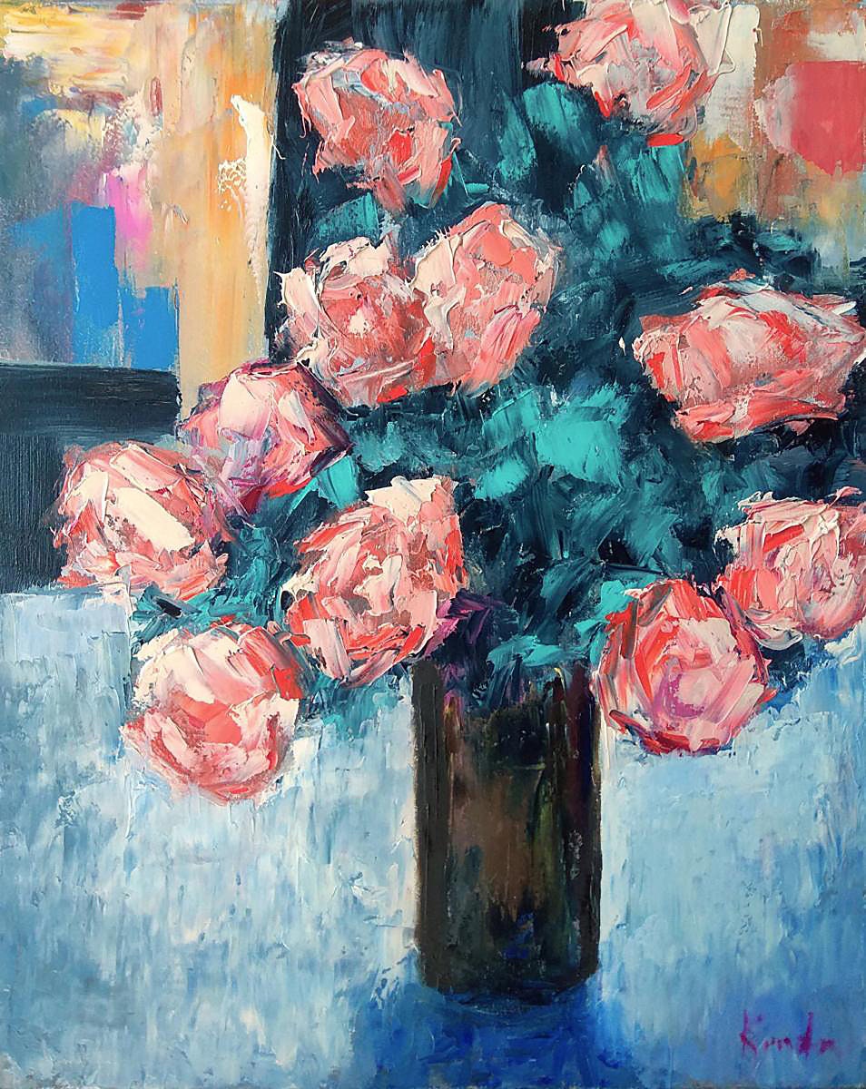 Blue Wall Art Light Blue Painting Flowers Wall Decor Abstract Etsy