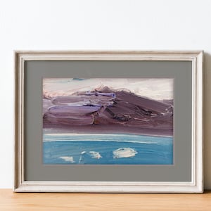 Pintura a óleo original de praia azul, abstrata, paisagem costeira, arte da Califórnia, paisagem, pintura original moderna, papelão