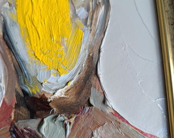 抽象的な顔の油絵：カラフルなインパスト肖像画（7x9.4） - Etsy 日本