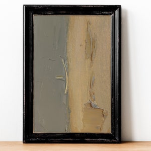 Pintura a óleo abstrata pequena bege cinza estilo minimalista 4x6 polegadas decoração pequena para sala pequena arte moderna arte de parede minimalista presente