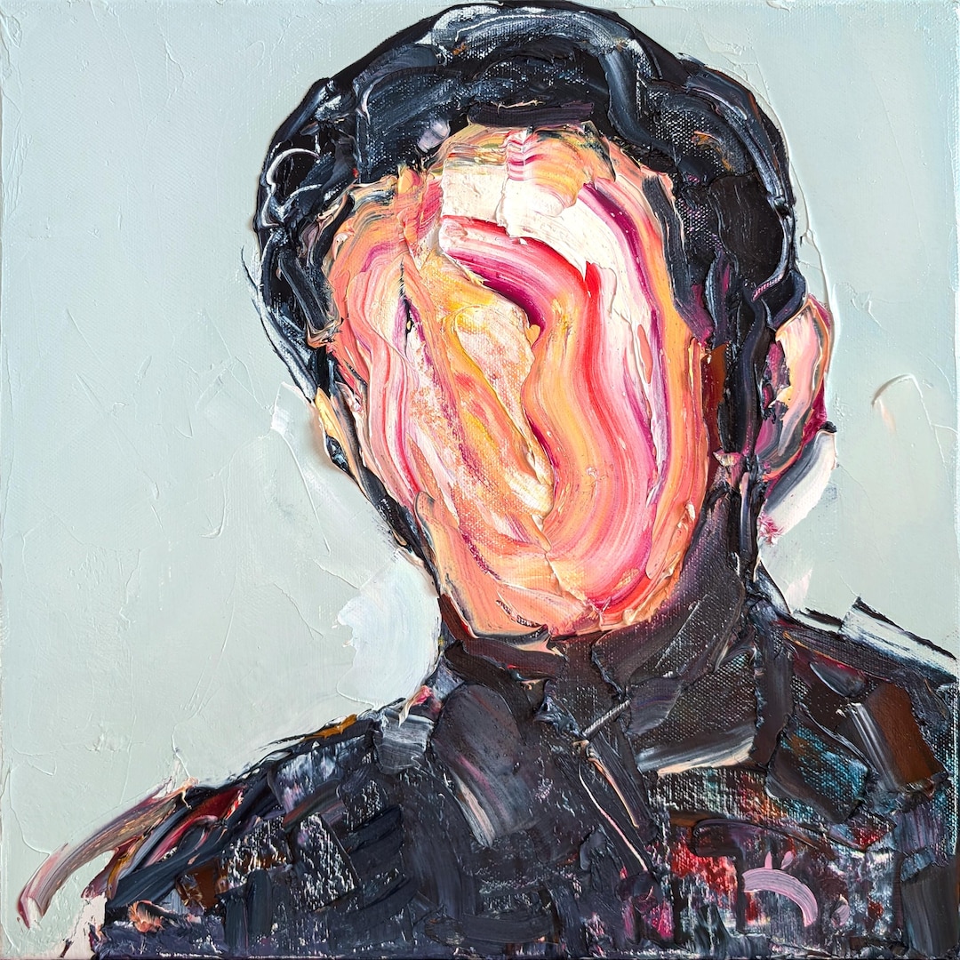 Abstract Faceless Portrait Oil Painting: Modern Surreal Art 15.7x15.7 ...