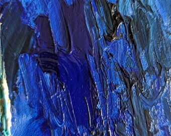 Expressionist Oil Painting: Cobalt Blue Abstract Figure, Textured