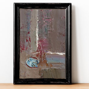 Arte abstracto rojo oscuro gris arte de pared gris profundo original sobre cartón composición pintura al óleo arte abstracto arte moderno pequeño arte contemporáneo
