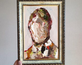 オリジナルの顔のない肖像油絵：抽象的な男性のシュールアート - Etsy 日本