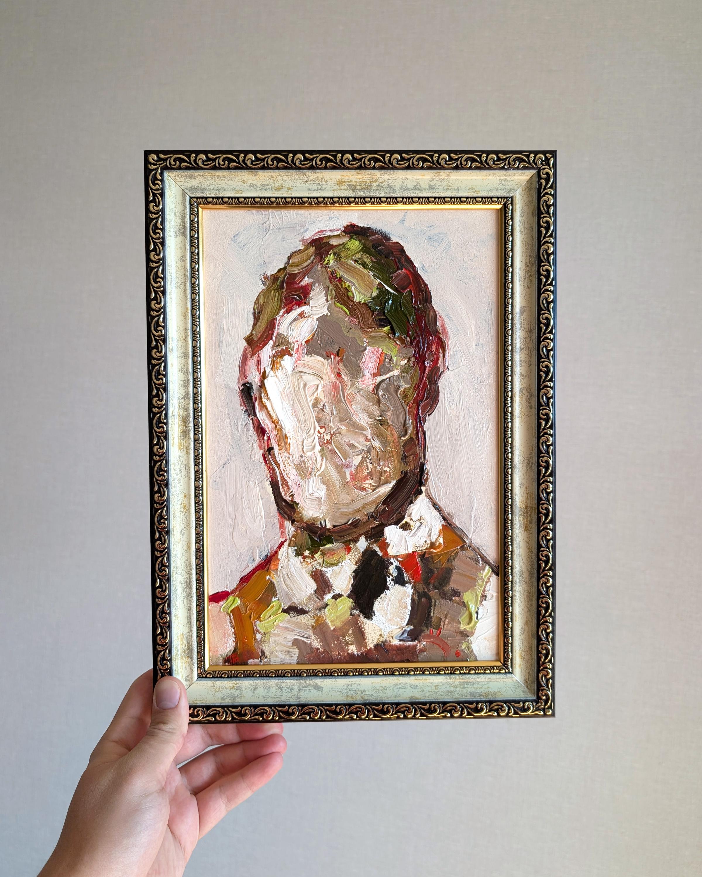 オリジナルの顔のない肖像油絵：抽象的な男性のシュールアート - Etsy 日本