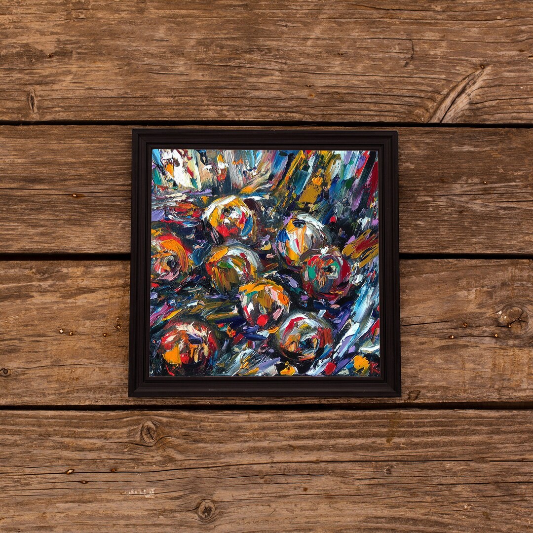 Colorful Apple Painting Oil Original Wall Art Small Tiny - Etsy
