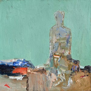 抽象的な顔の油絵：現代のシュールな肖像画アート（11.8x7.8） - Etsy 日本