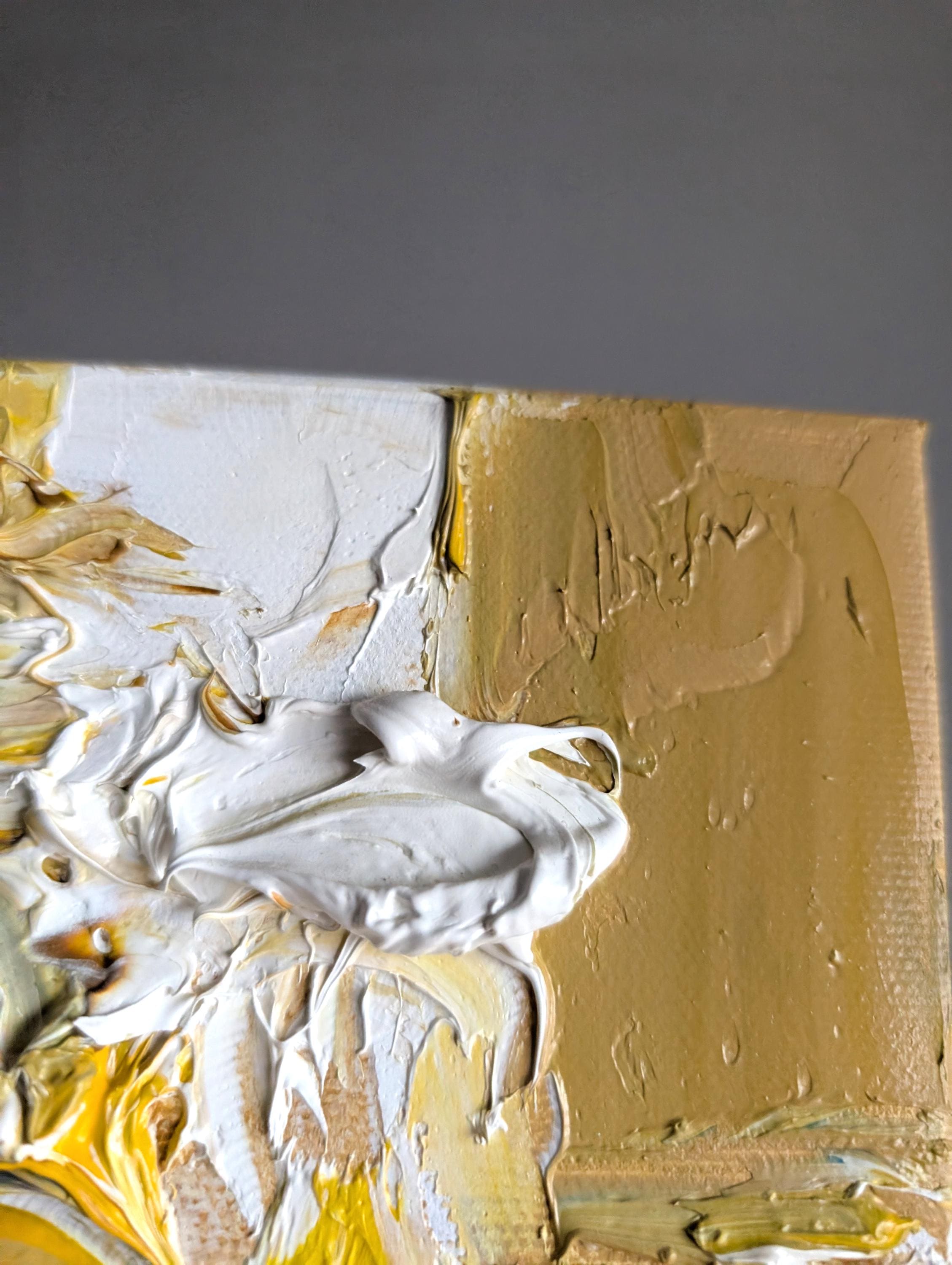 Textured Yellow Abstract Oil Painting: Contemporary Art, 6x6