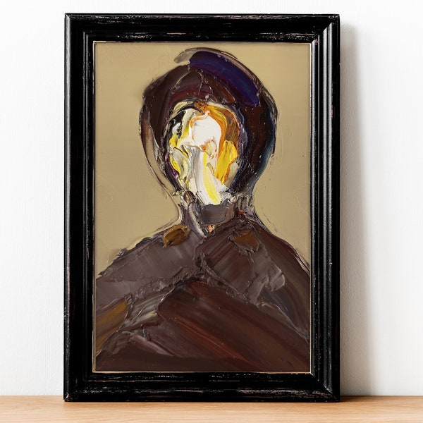 Small Abstract Portrait, Deconstructed Art, Surreal Painting, No Face Artwork, Altered Portrait, Modern Art, Modern Surrealism Portrait