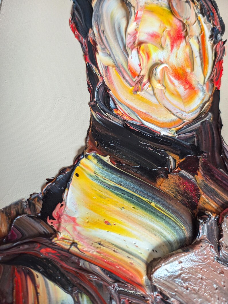 12x8 Man Portrait Original Oil Painting No Face Artwork Abstract