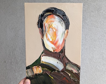 Retrato abstracto surrealista, arte figurativo onírico, pieza única.