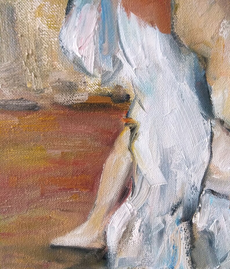 Redhead naked woman oil painting on canvas Nude girl original artwork Boho wall decor Eclectic wall art by Alexander Konda