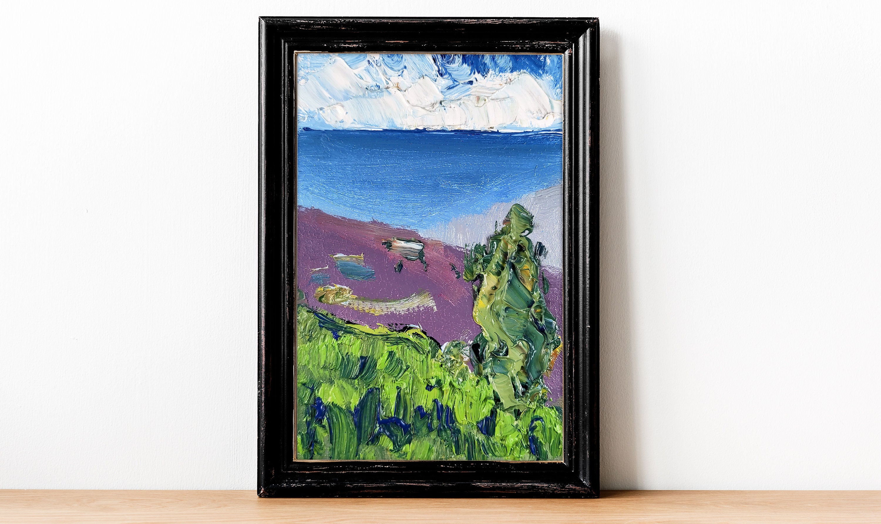 California Coast Oil Painting: Big Sur Impressionist Landscape Art (4x6 in unframed canvas board)