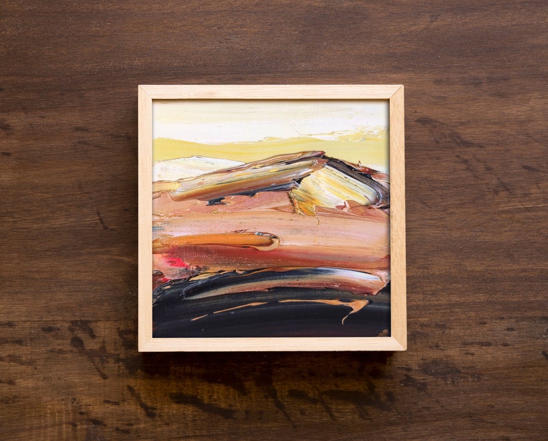 Desert Painting: Abstract Arizona Landscape, 6x6" Original Oil Artwork image 3