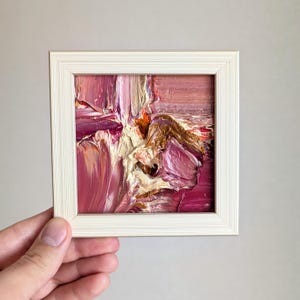 Pintura Abstrata Impasto Grosso Rosa Branco Bege Traços Ousados Texturizado Moderno Elegante Quente Minimalista Sala Contemporânea Casa Tons Neutros