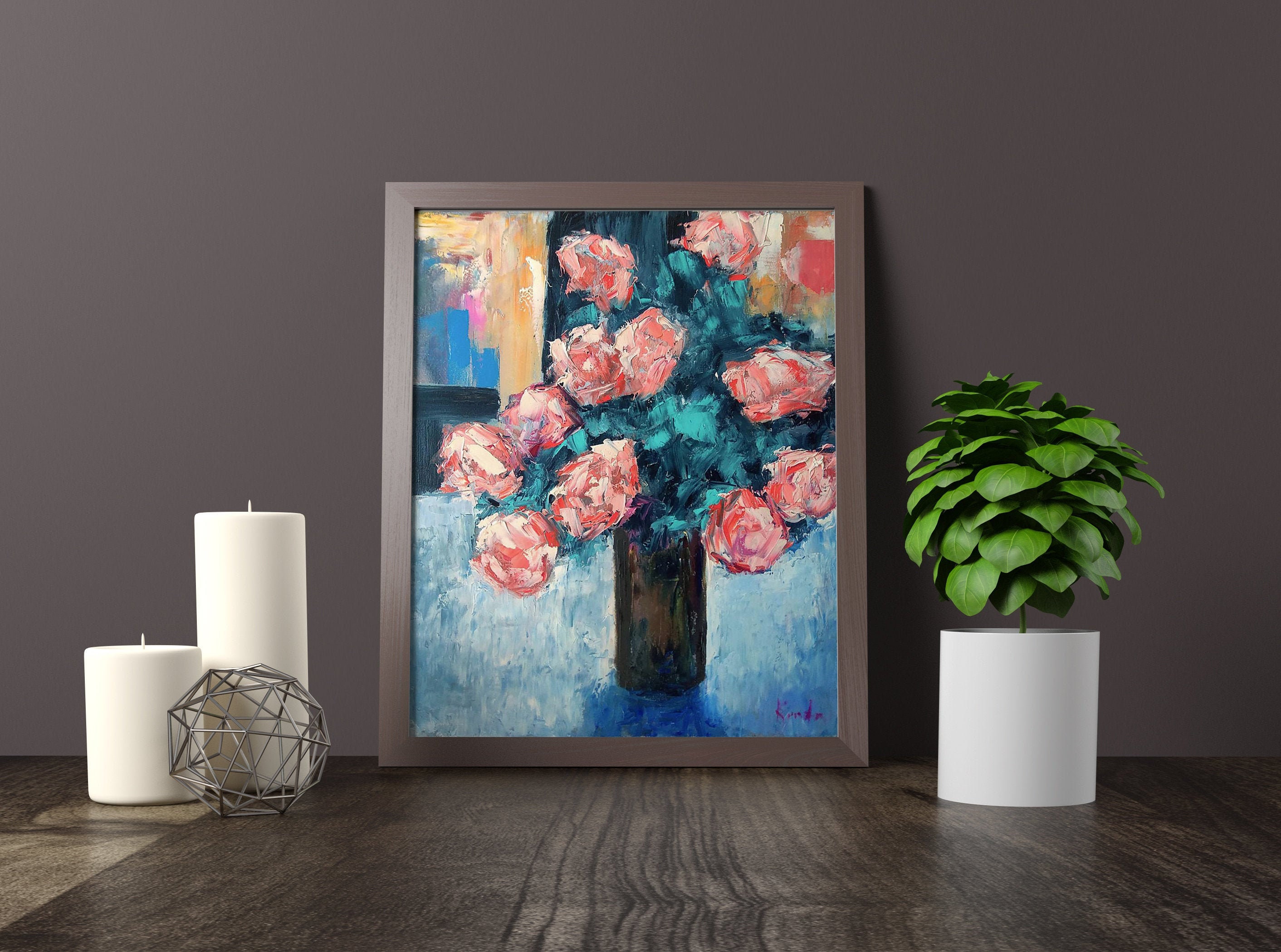 Blue Wall Art Light Blue Painting Flowers Wall Decor Abstract Etsy