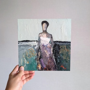 Abstraktes Porträt Frau Malerei Grün Kleid Strukturiertes Öl Original Kunst Mode Gemälde Abstrakte Kunst Moderne Stil Mädchen Reiche Oberflächenstruktur